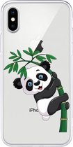 Voor iPhone X / XS patroon TPU beschermhoes (Panda Climbing Bamboo)