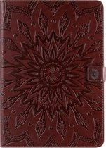 Voor iPad 10.2 / Pro 10.5 / Air 2019 Pressed Printing Sun Flower Pattern Horizontale Flip Leather Case met houder & kaartsleuven & portemonnee (bruin)