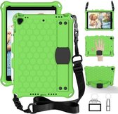 Voor iPad Air 2019 10.5 Honingraatontwerp EVA + PC Vierhoekige anti-vallende platte beschermende schaal met bandjes (groen + zwart)