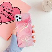 Voor iPhone 11 Pro TPU glanzende laser marmer IMD kleurrijke mobiele telefoonhoes (roze)