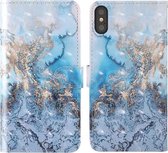 Voor iPhone X 3D-schilderij Gekleurd tekenpatroon Horizontaal Flip TPU + PU-lederen hoes met houder & kaartsleuven & portemonnee & lanyard (Melkweg)