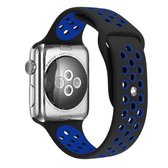 Voor Apple Watch Series 6 & SE & 5 & 4 40mm / 3 & 2 & 1 38mm Sport Siliconen Horlogeband Standaard Editie (Zwart Blauw)