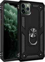 Armor schokbestendige TPU + pc-beschermhoes voor iPhone 11, met 360 graden rotatiehouder (zwart)