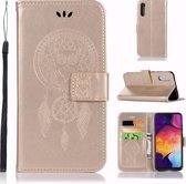 Windgong Uil Embossing Patroon Horizontale Leren Flip Case voor Galaxy A70, met Houder & Kaartsleuven & Portemonnee (Goud)