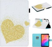 Voor Huawei MatePad T8 Gekleurde Tekening Stiksels Horizontale Flip Leren Case met Houder & Kaartsleuven (Gouden Liefde)