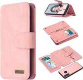 Voor Huawei P30 Lite Afneembare Frosted Magnetische Horizontale Flip Leren Case met Kaartsleuven & Houder & Rits Portemonnee & Fotolijst (Roze)