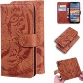 Voor Nokia 4.2 Tiger Embossing Pattern Horizontale Flip Leather Case met houder & kaartsleuven & portemonnee (bruin)