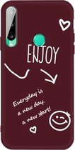 Voor Huawei Y6p (2020) Geniet van Smiley Heart Pattern Shockproof TPU Case (Wine Red)