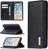 Voor iPhone XS / X 2 in 1 afneembare magnetische horizontale flip lederen tas met houder & kaartsleuven en portemonnee (zwart)
