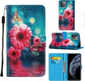Voor iPhone 11 Pro Max Cross Texture Painting Pattern Horizontale Flip Leather Case met houder & kaartsleuven & portemonnee & lanyard (Chrysanthemum)