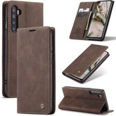 Voor OnePlus Nord CaseMe-013 Multifunctionele Retro Frosted Horizontale Flip Leren Case met Kaartsleuf & Houder & Portemonnee (Koffie)