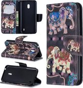 3D Gekleurde Tekening Patroon Horizontale Flip Leren Case met Houder & Kaartsleuven & Portemonnee Voor Nokia 2.2 (Twee Olifanten)