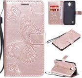Voor Nokia 1.3 3D Vlinders Embossing Patroon Horizontale Flip Leren Case met Houder & Kaartsleuf & Portemonnee (Rose Goud)