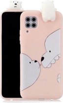 Voor Huawei P40 Lite schokbestendig gekleurd geschilderd liggend Cartoon TPU beschermhoes (grote witte beer)