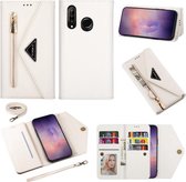 Voor Huawei P30 Lite Skin Feel Rits Horizontale Flip Leather Case met Houder & Kaartsleuven & Fotolijst & Lanyard & Lang Touw (Wit)