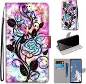 Voor OPPO A52 / A92 / A72 Gekleurde Tekening Cross Textuur Horizontale Flip PU Lederen Case met Houder & Kaartsleuven & Portemonnee & Lanyard (Kleur Bodem Holle Bloem)