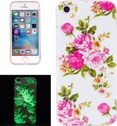 Voor iPhone 5 & 5s & SE Noctilucent Rose Flower Pattern IMD Vakmanschap Zachte TPU Cover Case