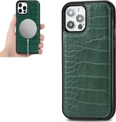 Krokodiltextuur Embossing Magnetisch PU + TPU Beschermend Magsafe-hoesje voor iPhone 12 Pro Max (groen)