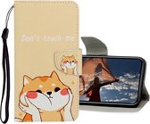 3D Gekleurde Tekening Horizontale Flip PU Leren Case met Houder & Kaartsleuven & Portemonnee Voor iPhone 12/12 Pro (Shiba Inu)