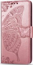 Samsung Galaxy S20 Ultra Hoesje - Mobigear - Butterfly Serie - Kunstlederen Bookcase - Roségoud - Hoesje Geschikt Voor Samsung Galaxy S20 Ultra