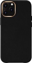 Mutural Shockproof PU + PC + Microfiber + metalen frame beschermhoes voor iPhone 12 Pro Max (zwart)