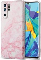 Voor Huawei P30 Pro TPU glanzend marmerpatroon IMD beschermhoes (lichtroze)