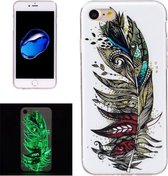 Voor iPhone 8 & 7 Noctilucent Feather Pattern IMD Vakmanschap Zachte TPU Cover Case