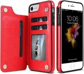 FLOVEME voor iPhone 8 & 7 Crazy Horse Texture Horizontale lederen beschermhoes met kaartsleuven en houder (rood)