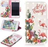 3D Gekleurde Tekening Patroon Horizontale Leren Flip Case voor iPhone 7 & 8, met Houder & Kaartsleuven & Portemonnee (Engelse Flamingo)