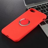 Schokbestendige Pure Color vloeibare siliconen beschermhoes voor iPhone 7/8, met onzichtbare houder (rood)