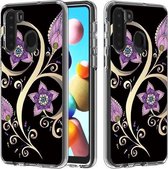Voor Galaxy A21 2 in 1 pc + TPU-kaartpatroon transparant beschermhoes (pauwbloem)