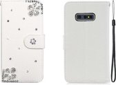 Voor Galaxy S10 Lite Horizontale Flip Effen Kleur Strass Leren Hoesje met Kaartsleuf & Portemonnee & Houder (Diagonale Bloem)