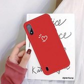 Voor Galaxy A01 Three Dots Love-heart Pattern Colorful Frosted TPU telefoon beschermhoes (rood)
