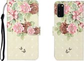 Voor Galaxy S20 3D Gekleurde Tekening Horizontale Flip Leren Case met Houder & Kaartsleuf & Portemonnee (Grote Bloem Vlinder)