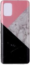 Voor Galaxy A51 marmeren patroon zachte TPU beschermhoes (roze zwarte kleuraanpassing)