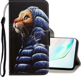 Voor Galaxy Note 10 Plus 3D Gekleurde Tekening Horizontale Flip PU Lederen Case met Houder & Kaartsleuven & Portemonnee (Donsjack Kat)