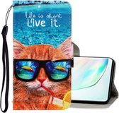 Voor Galaxy Note 10 3D Gekleurde Tekening Horizontale Flip PU Lederen Case met Houder & Kaartsleuven & Portemonnee (Onderwater Kat)
