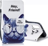 Voor Galaxy M30s Gekleurde Tekening Patroon Horizontale Flip PU Lederen Case met Houder & Kaartsleuven & Portemonnee & Lanyard (Cool Cat)