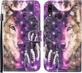 Voor Samsung Galaxy A40 Gekleurde Tekening Patroon Horizontale Flip Leren Case met Houder & Kaartsleuven & Portemonnee (Wind Chime Wolf)