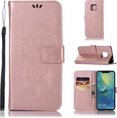 Windgong Uil Embossing Patroon Horizontale Flip Leren Case met Houder & Kaartsleuven & Portemonnee Voor Huawei Mate 20 Pro (Rose Goud)