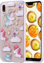 Cartoon patroon goudfolie stijl Dropping Glue TPU zachte beschermhoes voor Huawei P20 Lite (pony)