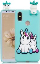 Voor Huawei Y6 2019 3D Cartoon patroon schokbestendig TPU beschermhoes (paar eenhoorn)