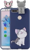 Voor Huawei Honor 7A Cartoon schokbestendige TPU beschermhoes met houder (kat)