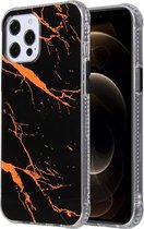 Coloured Glaze Marble TPU + PC beschermhoes voor iPhone 12 Pro Max (zwart)