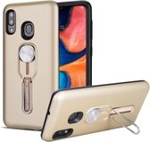 Voor Galaxy A30 schokbestendige TPU + pc-beschermhoes met houder (goud)