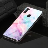 Voor Galaxy A11 Marble Pattern Soft TPU beschermhoes (roze groen)