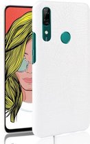 Schokbestendige krokodiltextuur pc + PU-hoes voor Huawei P Smart Z (wit)