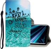 Voor Sony Xperia 20 3D Gekleurde Tekening Horizontale Flip PU Lederen Case met Houder & Kaartsleuven & Portemonnee (Blue Coconut Grove)