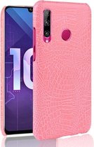 Schokbestendige krokodiltextuur pc + PU-hoes voor Huawei Honor 10i / 20i (roze)