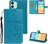 Voor iPhone 11 Chai Dog Pattern Horizontale flip lederen hoes met beugel & kaartsleuf & portemonnee & lanyard (blauw)